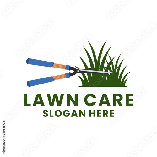 Lawn Care and Landscaping Business Logo Template. trimming green grass for landscaping and outdoor maintenance services. Lawn care logo design vector template