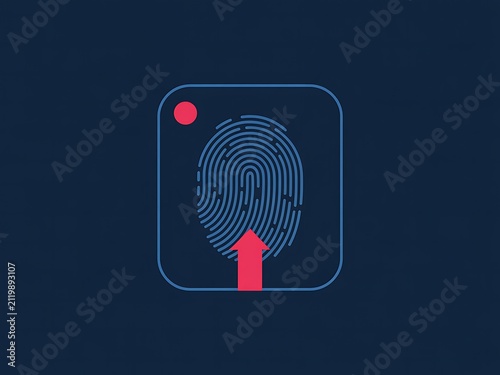 Fingerprint identification security biometric authentication blue red icon high resolution picture