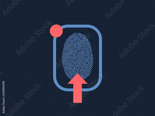 Biometric fingerprint identification modern tech flat graphic illustration high resolution picture