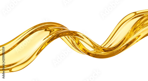 Golden liquid ribbon abstract background smooth texture isolated.