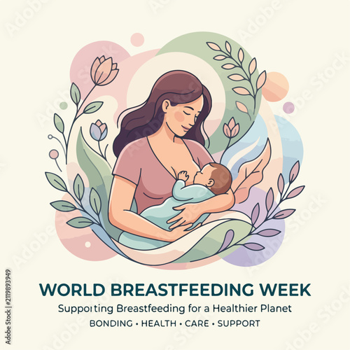 Flat illustration for International Breastfeeding Day