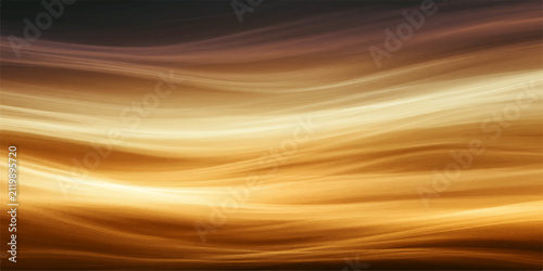 Abstract Wavy Horizontal Light Streaks in Golden Amber Tones II