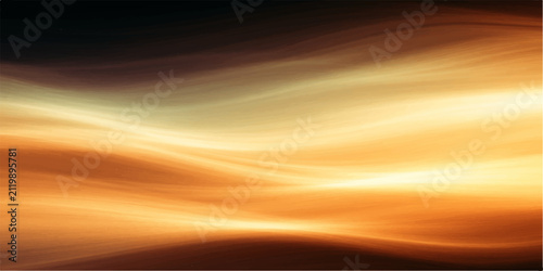 Abstract Wavy Horizontal Light Streaks in Golden Amber Tones