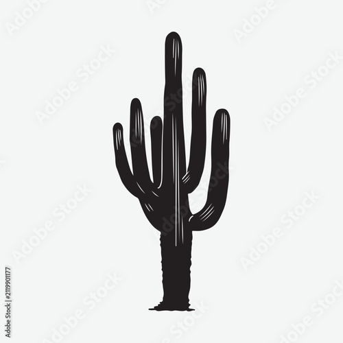 Cactus Pot Icon Silhouette Vintage Graphic Icon 