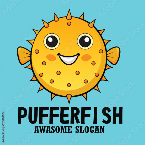 design logo vector icon puffer fish