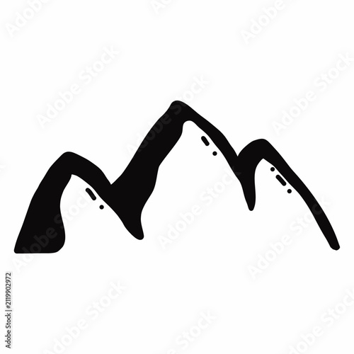 Doodle style mountain. Illustration on white background.