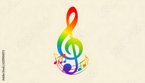 Creative rainbow musical staff symbol for festival and party concept