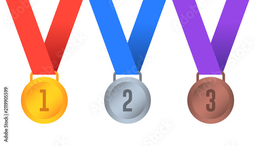 First second and third place medal set