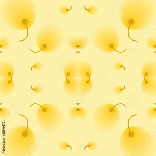 Yellow Cherry Seamless Pattern Soft Gradient Fruit Background