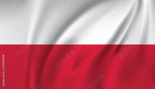 Canvastavla Polish flag with waving fabric texture, red and white bicolor