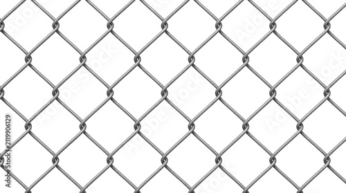 Metal chain link fence pattern isolated on transparent background
