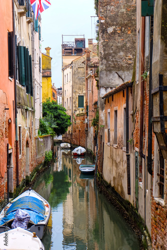 Photography City of Venice, canal, bridge, gondola boats, alley and colorful local buildings
