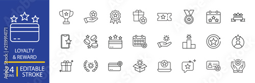 Loyalty & Reward Icon Set Editable Stroke