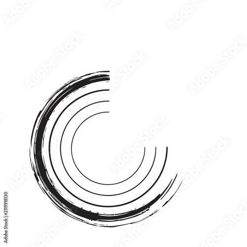 Abstract Black and White Circular Brush Strokes