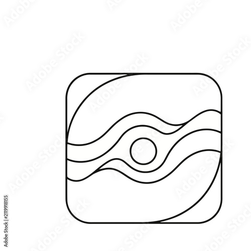 Abstract Square with Wavy Lines and Circle