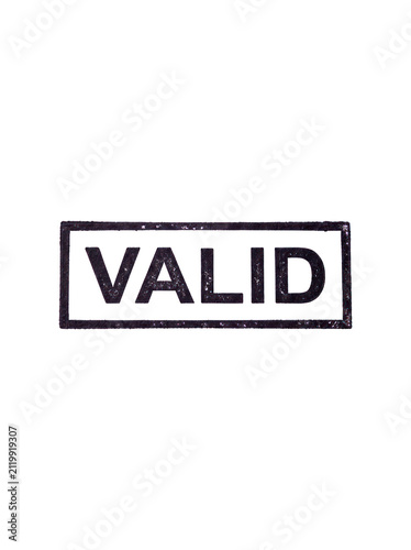 Valid Stamp Graphic With Black Border and White Background.