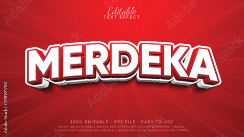 Merdeka banner with 3d editable text effect
