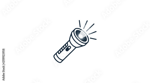 Flashlight with light beam shining.