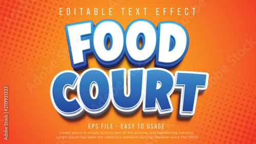 Food court 3d bold editable text effect