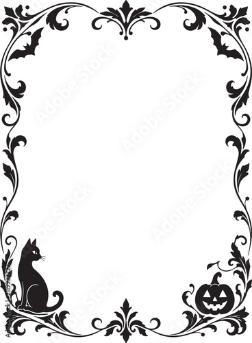 Decorative Floral Halloween Frame Vector Illustration