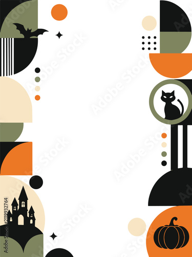 decorative halloween background with pumpkin and bats illustration vector