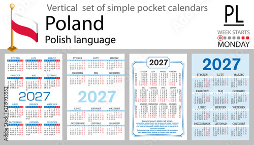 Set of pocket calendars 2027 Poland vertical