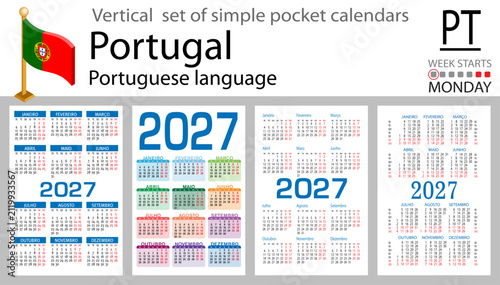 vertical 2027 pocket calendar set Portugal
