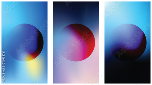 Foto Set of Abstract Colorful Background Set with Glowing Spheres, Circular Shapes an