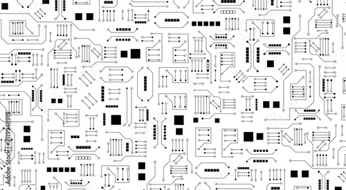 Electronic Components Line Art Pattern. Vector eps10