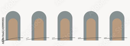 Bild auf Leinwand A row of five identical archway icons with hand drawn sketch lines below