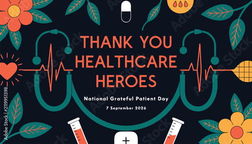 Картината върху платно Thank you healthcare heroes national grateful patient day illustration