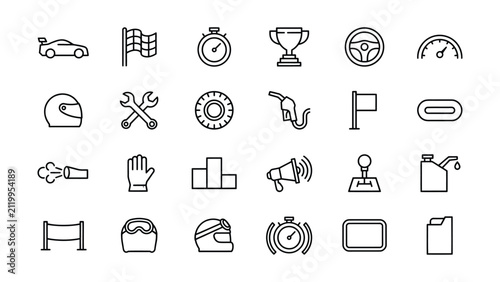 Фотография Collection of racing and automotive themed icons isolated on transparent backgro