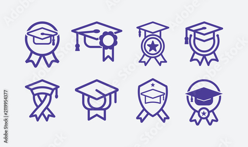 Bold E-Learning Education Graduation Vector Icon