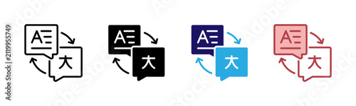 Bild auf Leinwand Translation Icons, Multi Style Icon Set