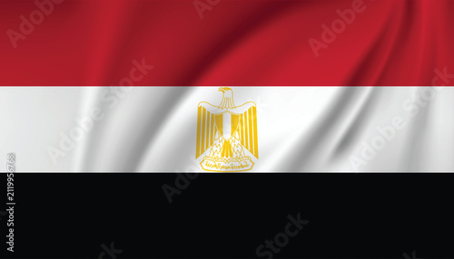 Obraz na plátne Egyptian flag with Saladin eagle emblem vector illustration