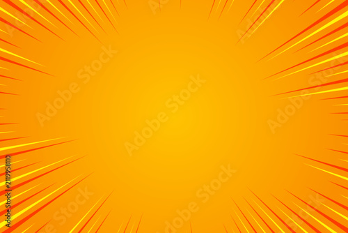 Bright orange sunburst background with radial streaks