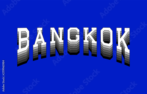 Retro 3D Bangkok text effect on blue background