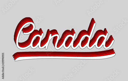 Retro Canada script text effect on grey background