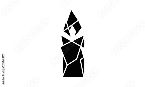Abstract geometric pillar silhouette.