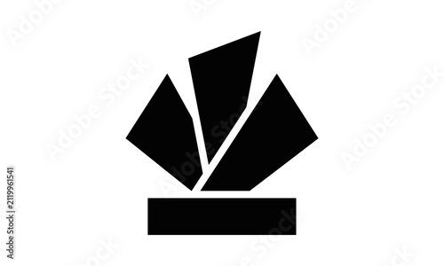 Abstract geometric shard icon in solid black.