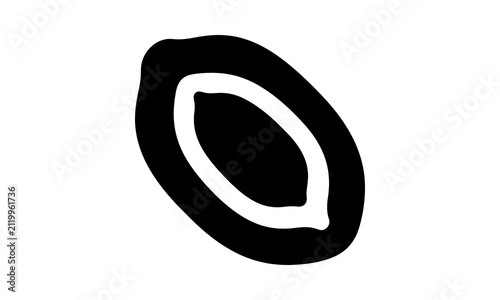 Abstract seed pod or oval shape icon.