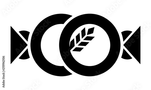 Abstract circular wheat and wing logo.