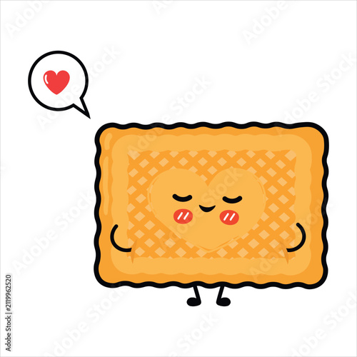 Cute cookie character with heart speech bubble