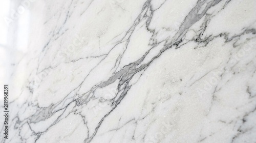 Plakat White marble with gray veins background texture smooth surface.