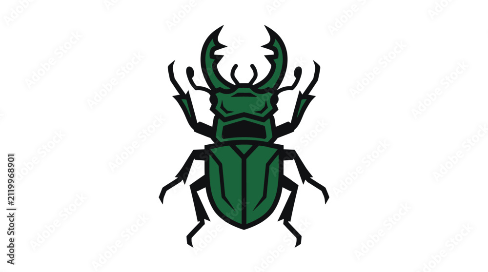 Obraz premium Green stag beetle insect graphic isolated white