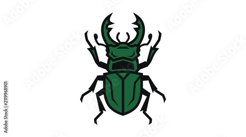 Green stag beetle insect graphic isolated white
