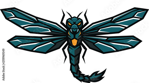 Graphic dragonfly insect winged creature stylized design