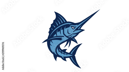 Blue marlin illustration isolated white background