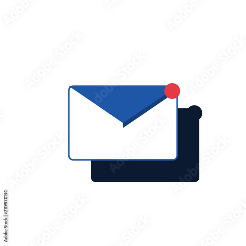 Email envelope icon with red notification badge and dark folder background, flat design vector illustration isolated on transparent background