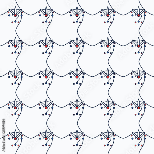 Seamless vector pattern with stylized floral motifs in Delft blue style. Decorative background for textiles and wallpaper.